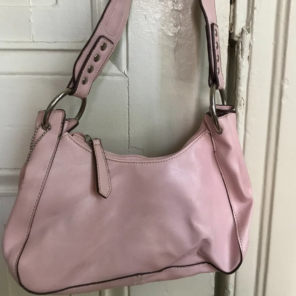 y2k  pink leather shoulder purse